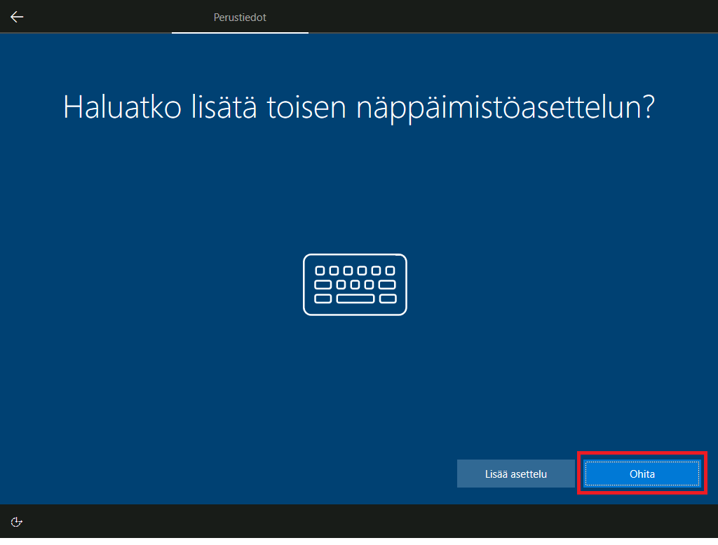 Windows 10 näppäimistöasettelu.