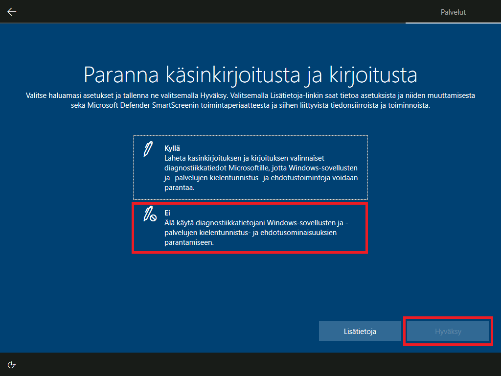 Windows 10 diagnostiikka.